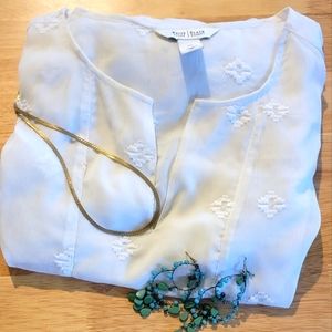 White House Black Market beach & swim cover up, sheer tunic top XL white